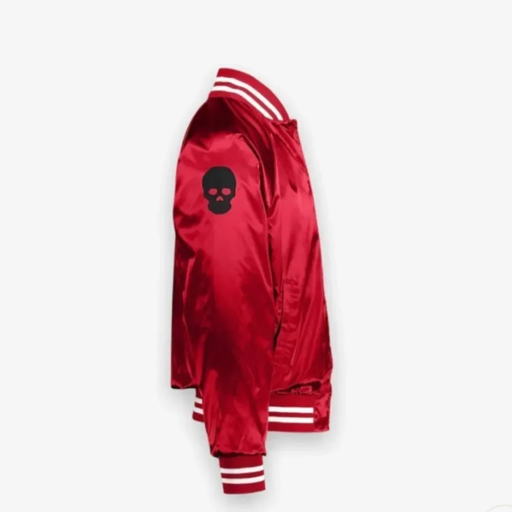 B wood Air Pablo Flight Jacket Red Satin Size S